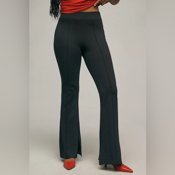 New Anthropologie Maeve Slim Knit Flare Pants Black Size S - Picture 2 of 8